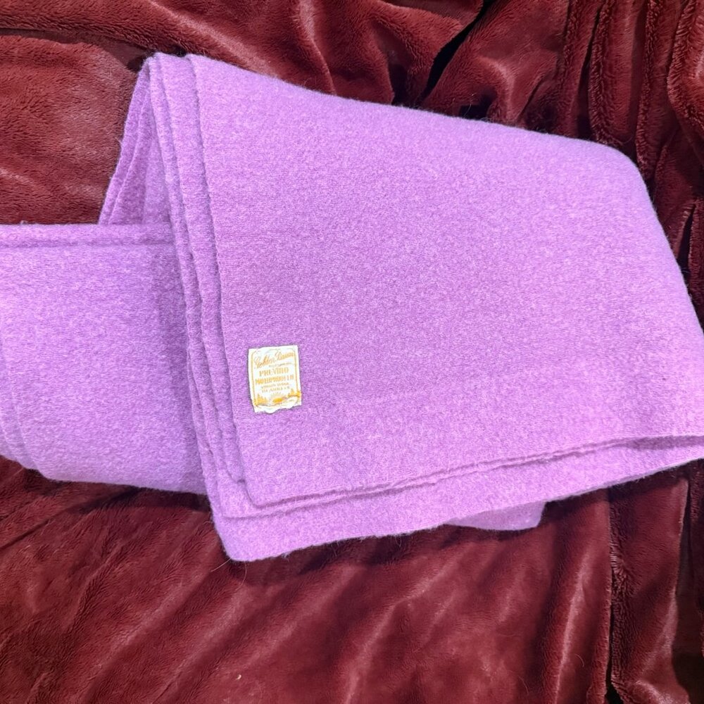 Vintage Golden Dawn Virgin Wool Blanket, Raspberry, 6 ft x 5.5 ft